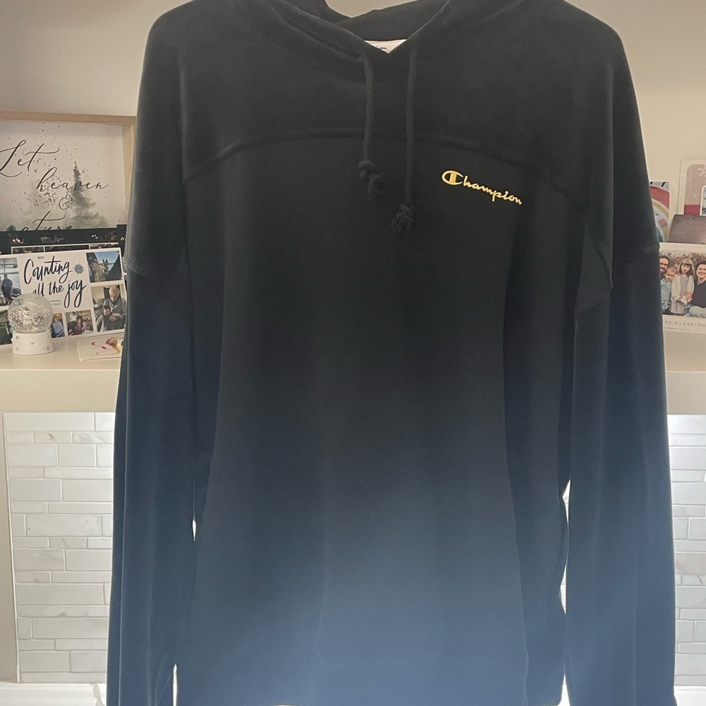 Champion Women’s Black Hoodie with Gold Logo NWT